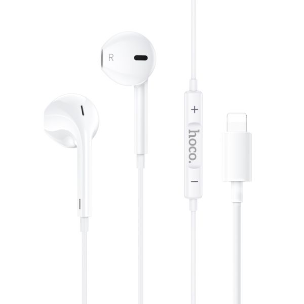 M111 Plug & Play Primero Digital Lightning Handsfree Earphones with Microphone – Wired In-Ear Headset for iPhone (White)