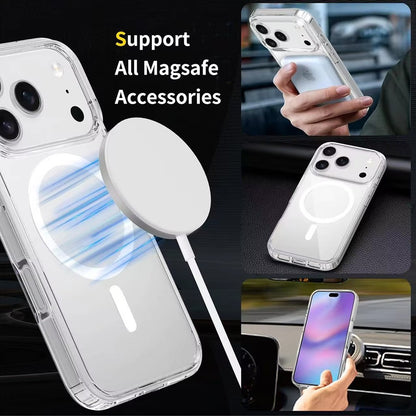 Hybrid Transparent Acrylic + TPU Case with Magnetic Ring for iPhone 17 Pro Max