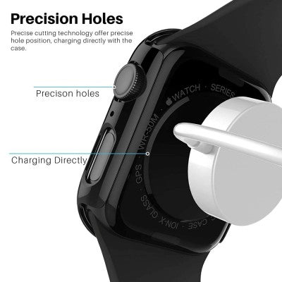 Hard PC Case with Tempered Glass Screen Protector for Apple Watch 41mm – Full Protection Cover