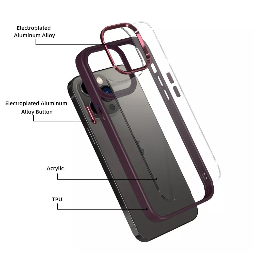 Metal Camera Lens Transparent Shockproof Case Cover – For iPhone 15