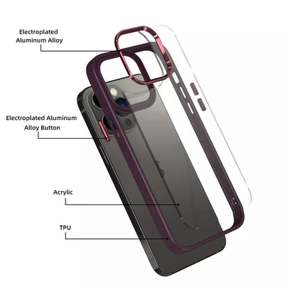 Metal Camera Lens Transparent Shockproof Case Cover – For iPhone 15
