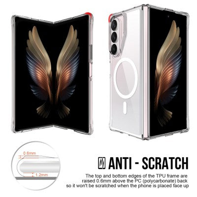 Crystal Clear Transparent Case Cover with Magnetic Ring for Samsung Galaxy Z Fold 7 – Shockproof Slim TPU Magnetic Clear Cover