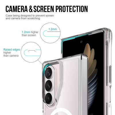 Crystal Clear Transparent Case Cover with Magnetic Ring for Samsung Galaxy Z Fold 7 – Shockproof Slim TPU Magnetic Clear Cover